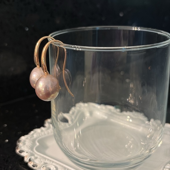 Honora Ming Pearl Drop Rose Goldtone Sterling Silver Earrings Shabby Chic BOHO - Picture 3 of 8